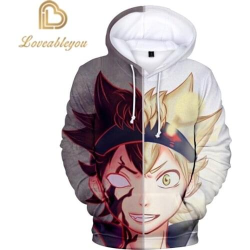 2020 New Black Clover 3D Hoodies Teens Fashion Novelty Hooded Women/Men Sweatshirts Spring Autumn Sportswear Hoodies Tops