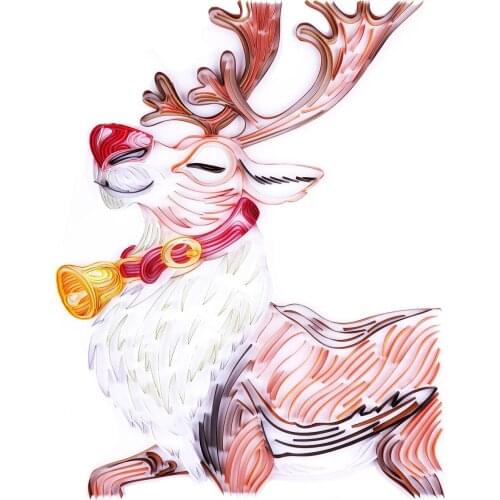 3D Christmas Elk Quilling Paper Filigree Paintings Kit With Tools DIY Wall Art Decor For Home Bar Cafe Room Decoration Fashion