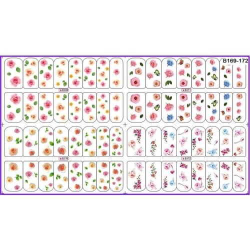 4 PACKS / LOT NAIL ART WATER TRANSFERS STICKERS NAIL DECALS FLOWER ROSE B169-192