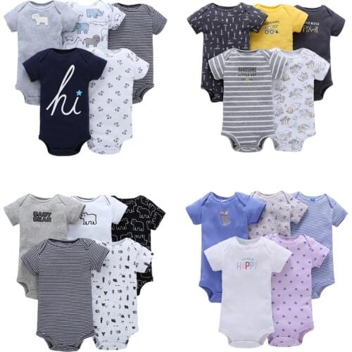 5PCS Baby Bodysuits infantil Jumpsuit Baby suit Boy girls clothes Summer Cartoon High quality Striped newborn Clothing Costume
