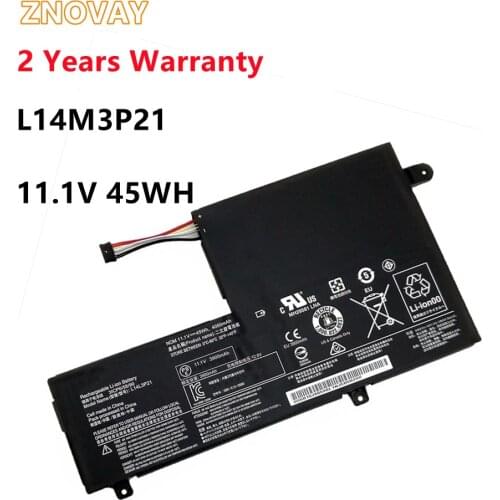 ZNOVAY L14L3P21 L14M3P21 Laptop Battery For Lenovo Flex 3-1470 1580 5B10G78611 Edge 2-1580 Yoga 500 14ISK L14M3P21 11.1V 45WH