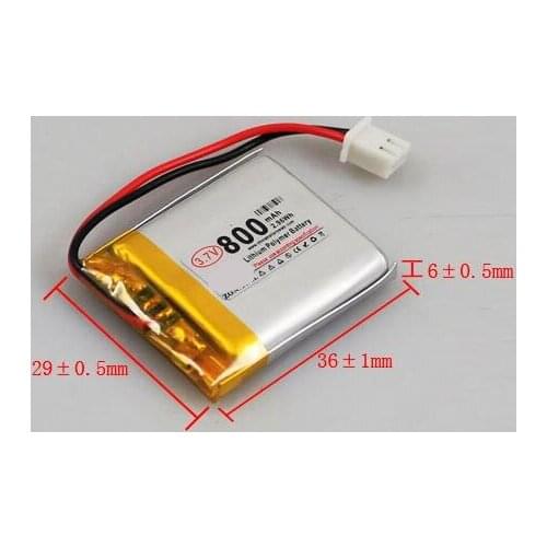 Free shipping 2pcs/lot 603035 3.7V 800mAh Li-Polymer Rechargeable Battery for pen MP3 MP4 bluetooth mini speaker
