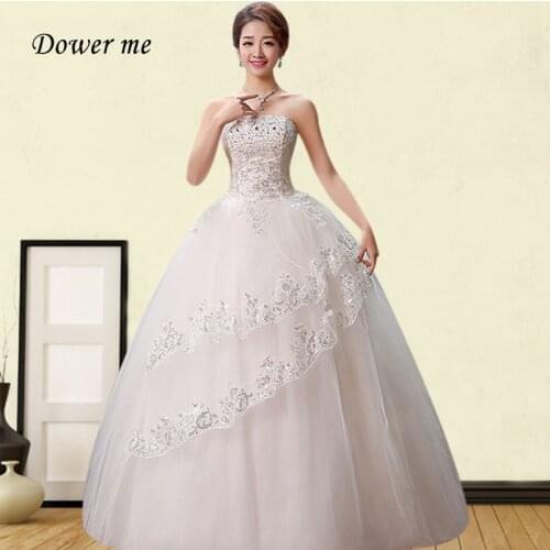 Strapless Formal Wedding Dress GR725 Sleeveless Elegant Bridal Gowns Vestidos De Novia Sequined Floor-Length Wedding Dresses