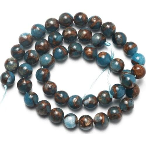 Wholesale Lake Blue Cloisonne Natural Stone Beads 4 6 8 10 12mm Round Loose Beads for Jewelry Making DIY Bracelet Accessories