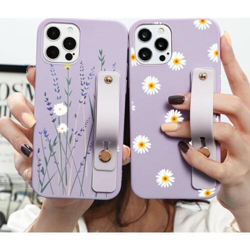 Wrist Strap Stand Case For Xiaomi Mi A3 A2 9 SE 10T 11 Lite Poco X3 M3 Redmi Note 8 9 10 Pro 9s S 8T 5 7 9C 9T Flowers TPU Cover