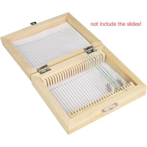 Wooden Microscope Slides Box 25pcs Pathological Slides Storage Box Holder Case