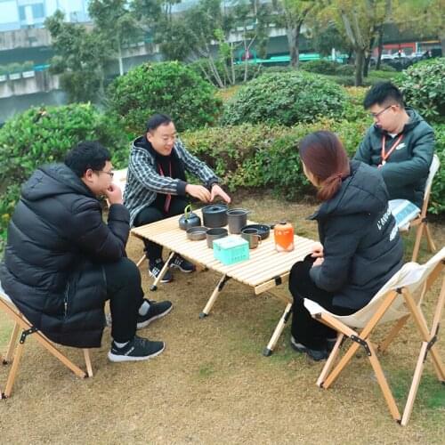 Wood Table Folding Portable Egg Roll Style Stable BBQ Table Solid Wood Driving Tour Barbecue Picnic Outdoor Furniture