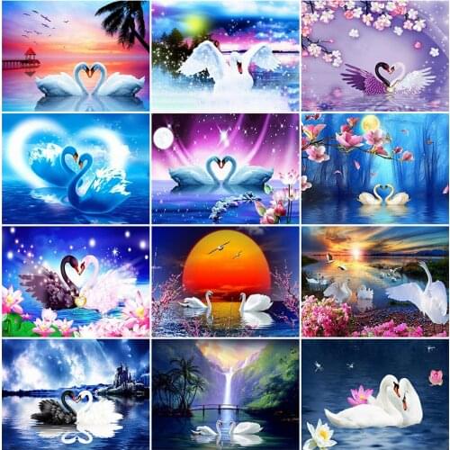 EverShine DIY Diamond Embroidery Animal Full Square Diamond Painting Swan Picture Of Rhinestones Mosaic Cross Stitch Wall Decor