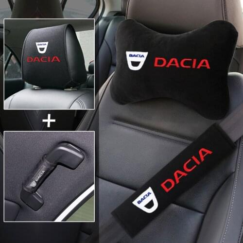 Car interior Suite Kit for Dacia Duster Logan Car seat neck pillow headrest cover seat belt shoulder guard safety handle cover