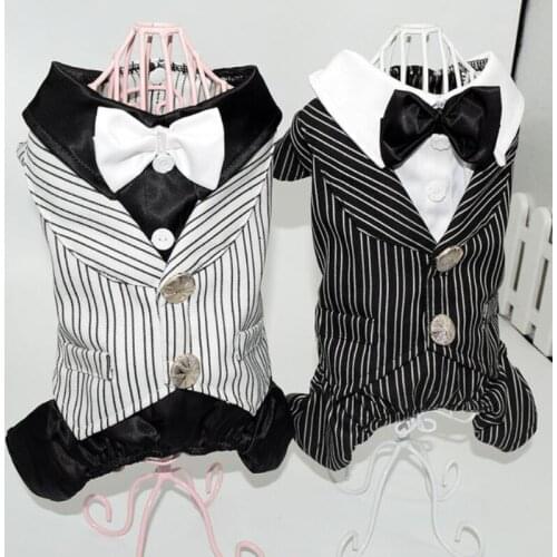 Boy Dog Suit Wedding Dress Male Dog Clothes Tuxedo Jumpsuit Overalls Pomeranian Poodle Bichon Schnauzer Pet Clothing Wholesale S