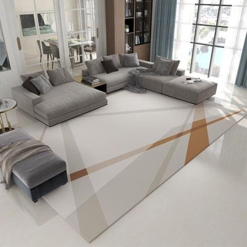 Modern Luxurious Geometry Carpet Bedroom Living Room Decoration Plush Fabric Area Rugs Nordic Anti-skid Thick Carpet Mat Floor