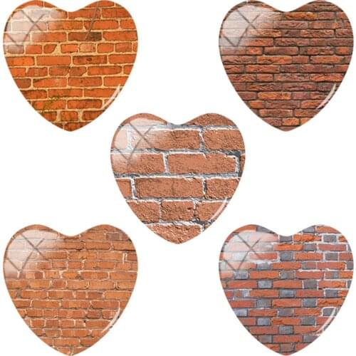 TAFREE Colorful Texture Wall Tiles Pattern Heart shaped Art Photo 25mm DIY Glass Cabochon Pattern Jewelry Accessories TX261