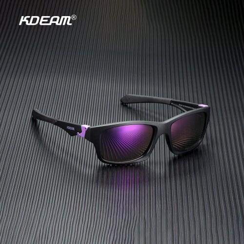 KDEAM Polarized Sunglasses Men Square TR90 Sports Shades Lightweight Cool Mirror Glasses With Free Box