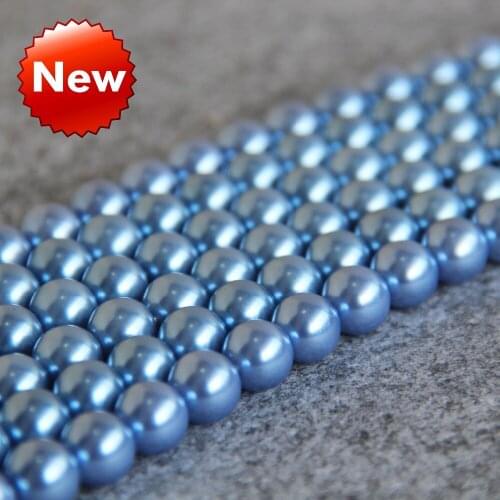 New For Necklace&Bracelet 10mm Light Blue Shell Pearl Beads DIY Gifts For Women Girl Loose Beads Jewelry Making Design 16inch