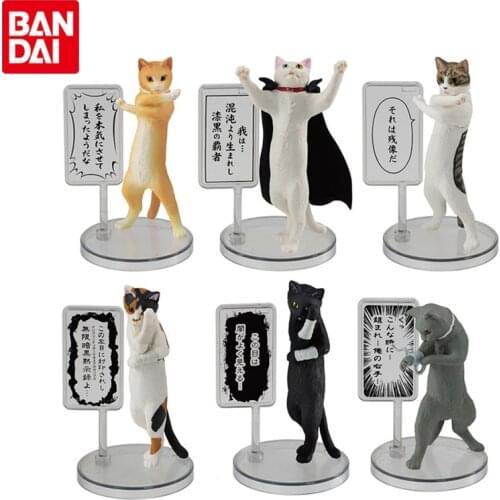 Bandai Genuine Gashapon Cute Cat Funny Look Dolls Kawaii Anime Action Figure Collectible Model Gacha Toys Gifts for Kids