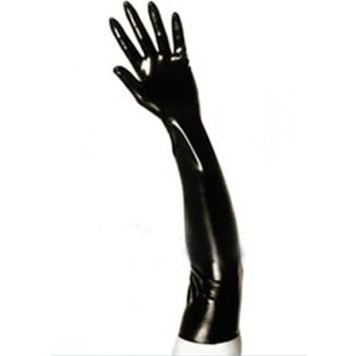 Slim sexy exotic female male unisex women men black red latex long gloves wrist spliced cekc zentai costumes uniform fetish