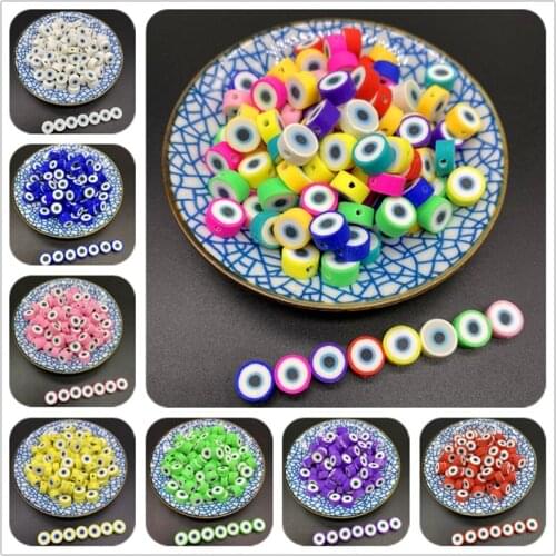 30pcs/Lot 10mm Clay Spacer Beads Oval Shape Eye Beads Polymer Clay Beads For Jewelry Making DIY Handmade Accessories