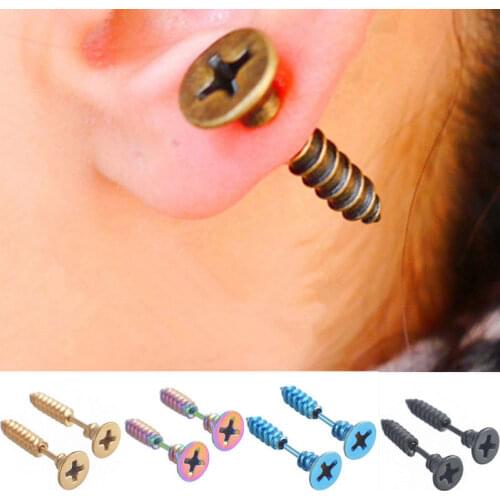 Titanium Screw Stud Earrings For Women Men Girls Boys Personalized Punk Hip Hop Style Statement Earrings Fashion Jewelry Gifts