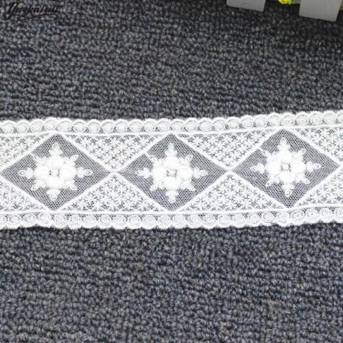 YACKALASI Cotton Lace Embroidered Applique Soft Tulle Lace Ribbon Fabrics Scalloped Sewing Apparel Trims Vintage 5.5CM