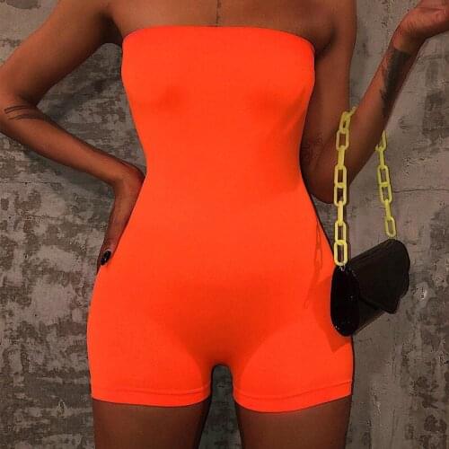 2020 Sexy Women Off Shoulder Bodycon Slim Overalls High Waist Beach Short Playsuit Tube Tops Strapless Jumpsuit Romper Sportwear