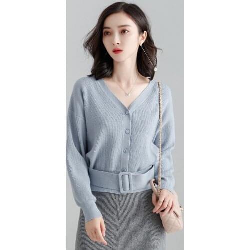Autumn Winter Women Sweater 2018 Fashion V-Neck Long Sleeve Knitted Sweater Coat High Quality 6 Solid Color Cardigan Women Coat