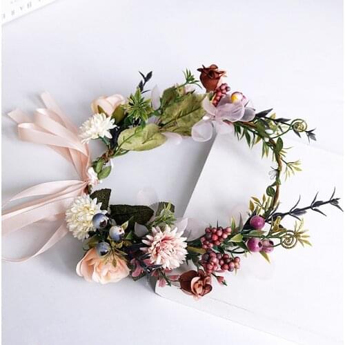 Wreath Bohemian Hair Band wedding Anniversary Holiday Seaside Beach Head Flower hair accessories for women