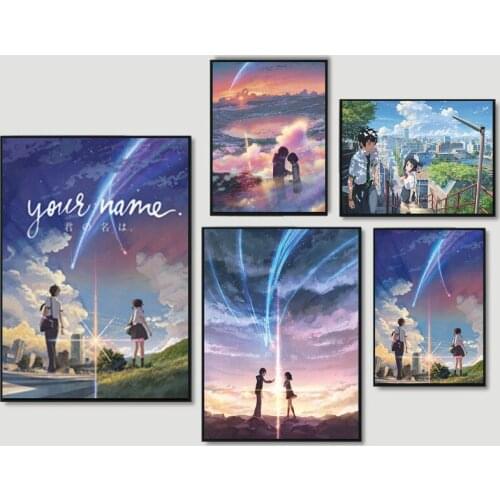 Famous Manga Film Poster Anime Your Name Movie Canvas Painting Wall Art Pictures Cartoon Love Poster and Print Home Decoration