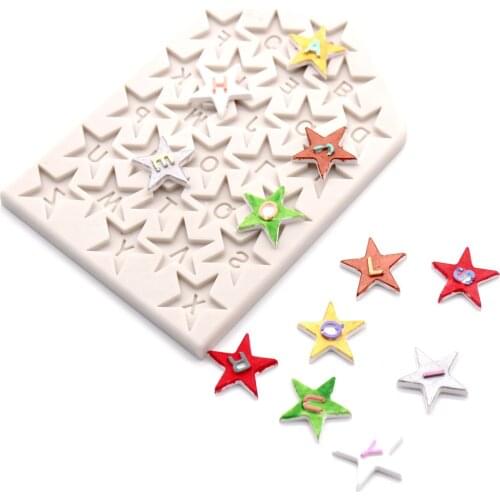 Star Alphabet Shape Fondant Cake Silicone Mold Cookie Ice Cream Molds Biscuits Candy Chocolate Mould Baking Cake Decoration Tool