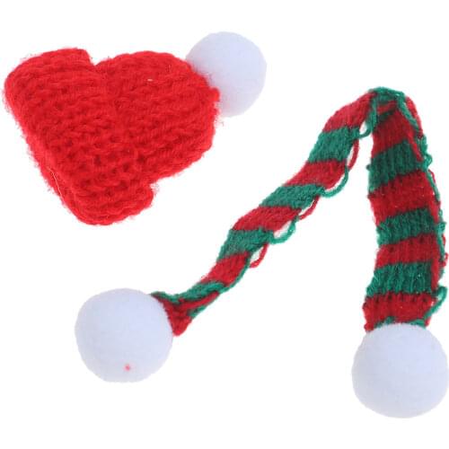 1/6 1/12 Dollhouse Miniature Christmas Hat + Scarf Dollhouse Dolls Accessories Decor Best Xmas Gift for Baby Kids Girls