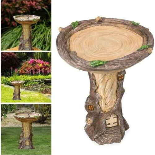 1pc Tree House Bird Feeder House Type Bird Feeder Bath Yard Outdoor Garden Stand Feeding Decor Resin Ornament Accessories