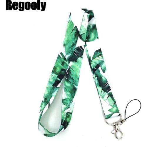 10pcs Banana Green Leaves Neck Strap Lanyards ID badge card holder keychain Mobile Phone Strap Gift Ribbon webbing necklace