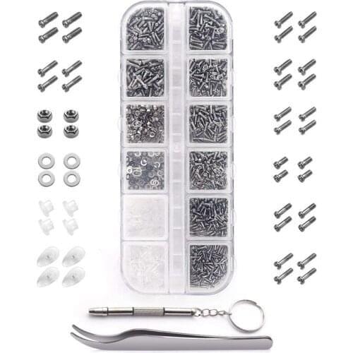 1100Pcs Eyeglass Glasses Spectacles Tiny Screws Nut Washer Assortment kit + Tweezer + Screwdriver
