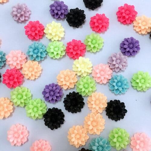 200pcs matte assorted lovely Resin dahlia flower decoden charm Cabochons colorful 19mm pastel colors