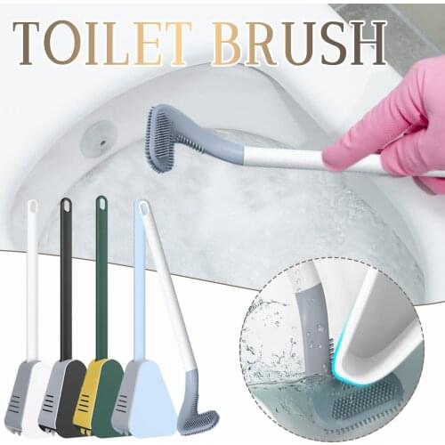 2Pcs Silicone Toilet Cleaning Brush With Bracket Golf Club Brush Head TPR Bristles Fast Efficient Cleaning For Bathroom Toilets