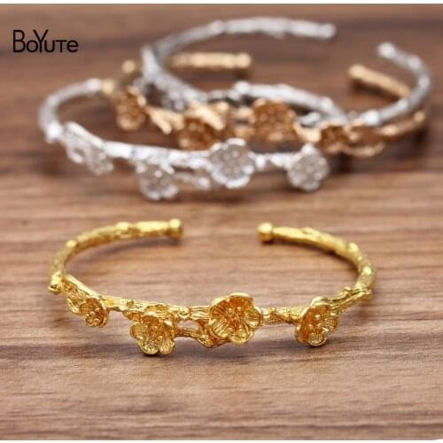 BoYuTe Factory Wholesale (10 Pieces/Lot) 66*55MM Flower Branch Bangle Fashion Metal Alloy Women Bracelet Jewelry Accessories