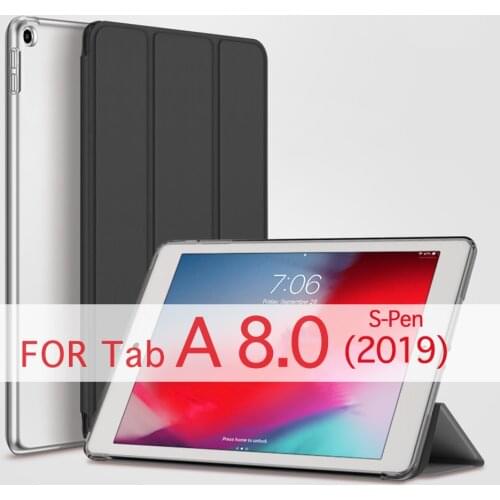 QIJUN Tablet Case For Samsung Galaxy Tab A 8.0'' (2019) & S Pen SM-P200 SM-P205 Funda PC Back PU Leather Smart Cover Auto Sleep