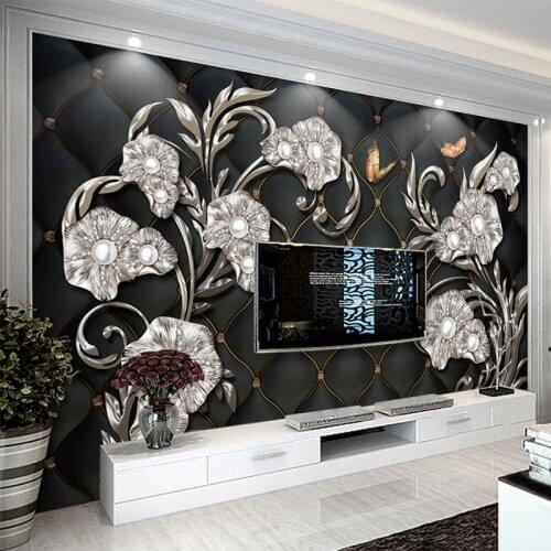 European Style Luxury Wallpaper 3D Stereo Flower Jewelry Photo Mural High Quality Hotel Living Room Background Wall Home Decor