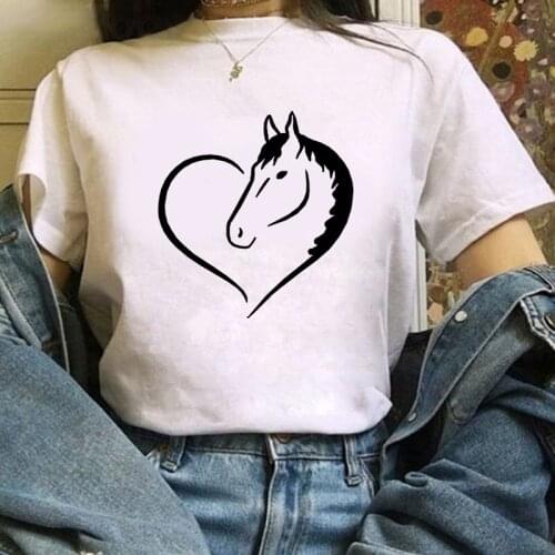 Womens T-shirt Cute Heart love print T-shirt basic O-neck short-sleeved ladies white T-shirt WHITE T-shirt Streetwear T-shirts