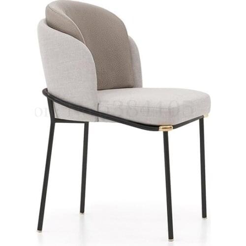 Italian Minimalist Dining Chair Carbon Steel Fabric Dining Chair Simple Light Luxury Chair Comfortable Coffee Shop