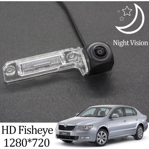 Owtosin HD 1280*720 Fisheye Rear View Camera For Skoda Superb sedan MK2 2008-2015 Car Vehicle Reverse Parking Accessories