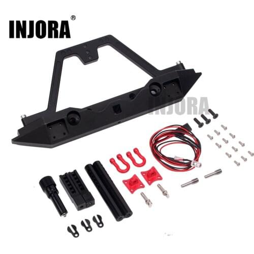 INJORA Metal Rear Bumper with Light for 1/10 RC Crawler Car Axial SCX10 & SCX10 II 90046 90047 Traxxas TRX-4 TRX4