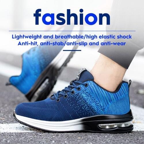 Fashion Mens Work Outdoor Boot Safety Shoes Steel Toe Cap Indestructible Puncture-Proof Work Sneakers Breathable Advisable Shoe