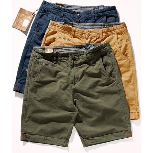 2021 Summer New American Casual Shorts Mens Fashion Retro Pure Cotton Washed Old CHINO Woven Simple Sports Knee Length Pants
