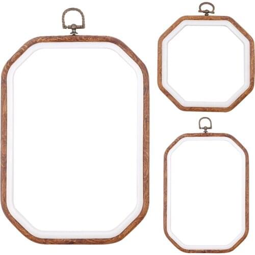 RORGETO Embroidery Hoop Set Cross Stitch Stand Imitation Wood Display Stand Octagonal Embroidery Frame for Embroidery Craft