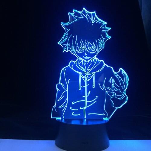 Killua Zoldyck Speed Skills 3D Led Illusion USB Touch Night Light Fans room Decor Lamp Xmas Gift 16 Colors Night Anime light