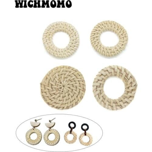 2019 New Fashion 2pieces/bag Hand Knitting Straw and Willow Connector Charms Linker for DIY Necklace Earring Jewelry Accessories