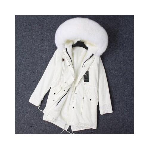 Real Fur Coat Brand 2020 New Winter Jacket Women Parka Raccoon Fur Collar Faux Fur Liner Loose Army Green Long Coat Streetwear