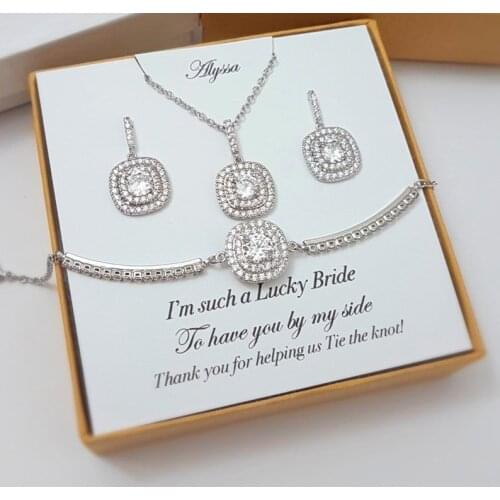 Personalize crystal bridal bridesmaid Pendant Earrings necklace Jewelry sets Wedding Earrings Pendant Necklace Jewellery Gifts