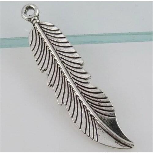 6pcs Charms Long Leaf Tibetan Silver Plated Pendants Antique Jewelry Making DIY Handmade 12469