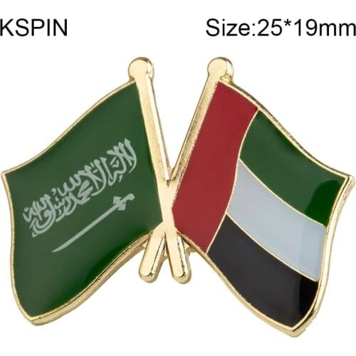 Saudi Arabia & U.A.E. Friendship Flag Badge Flag Brooch National Flag Lapel Pin International Travel Pins Collections XY0485